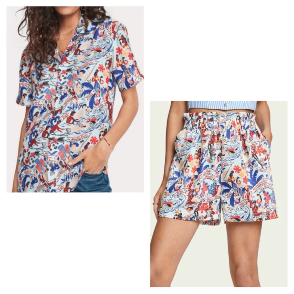 Scotch & Soda NWOT Silk Top and Shorts Set size medium